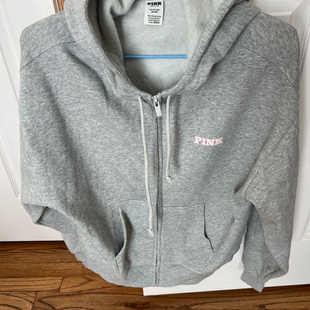 Pink Gray Zip-Up Hoodie